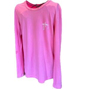 Guy Harvey Pink Women’s Long Sleeve Tshirt Fish Ocean Back Graffic Size Small